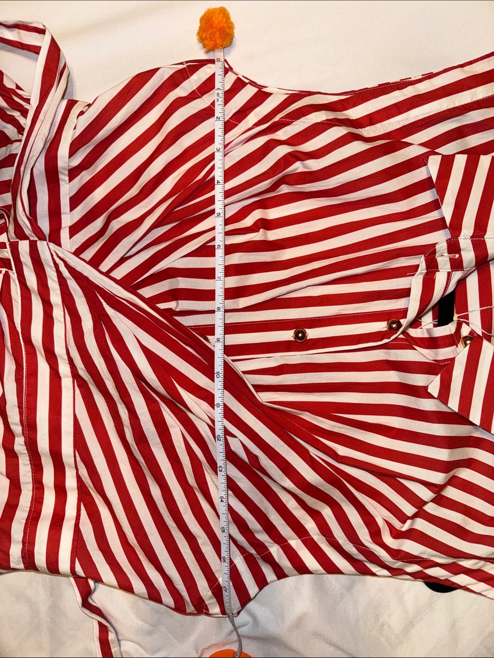 Striped Red and White Sleeveless Wrap Dress - Picture 5 of 5